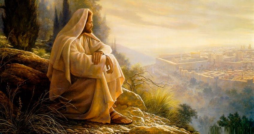 Jesucristo sentado contempla Jerusalén